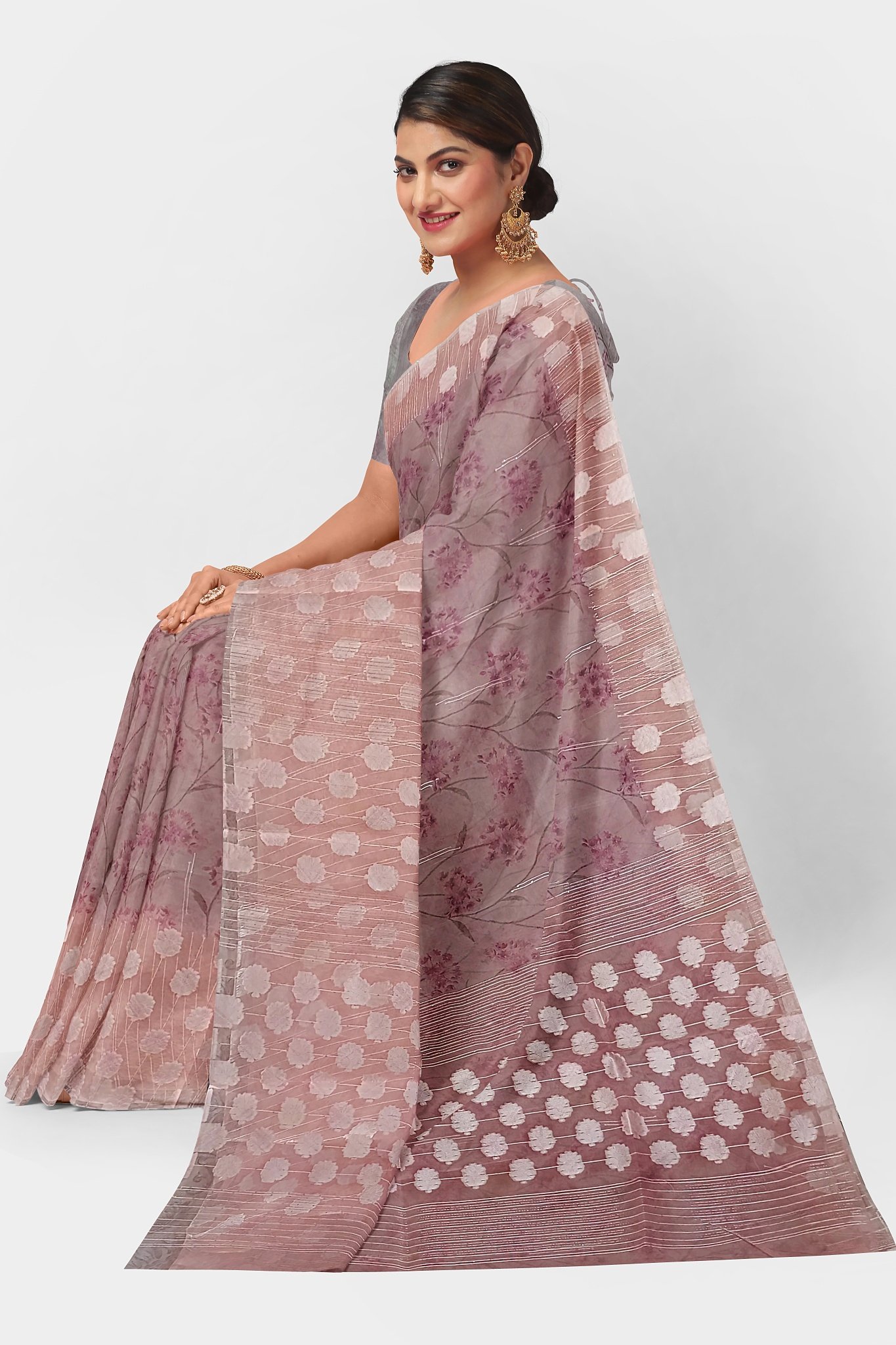 Beautiful Elegant Silk Saree with Sequence Work