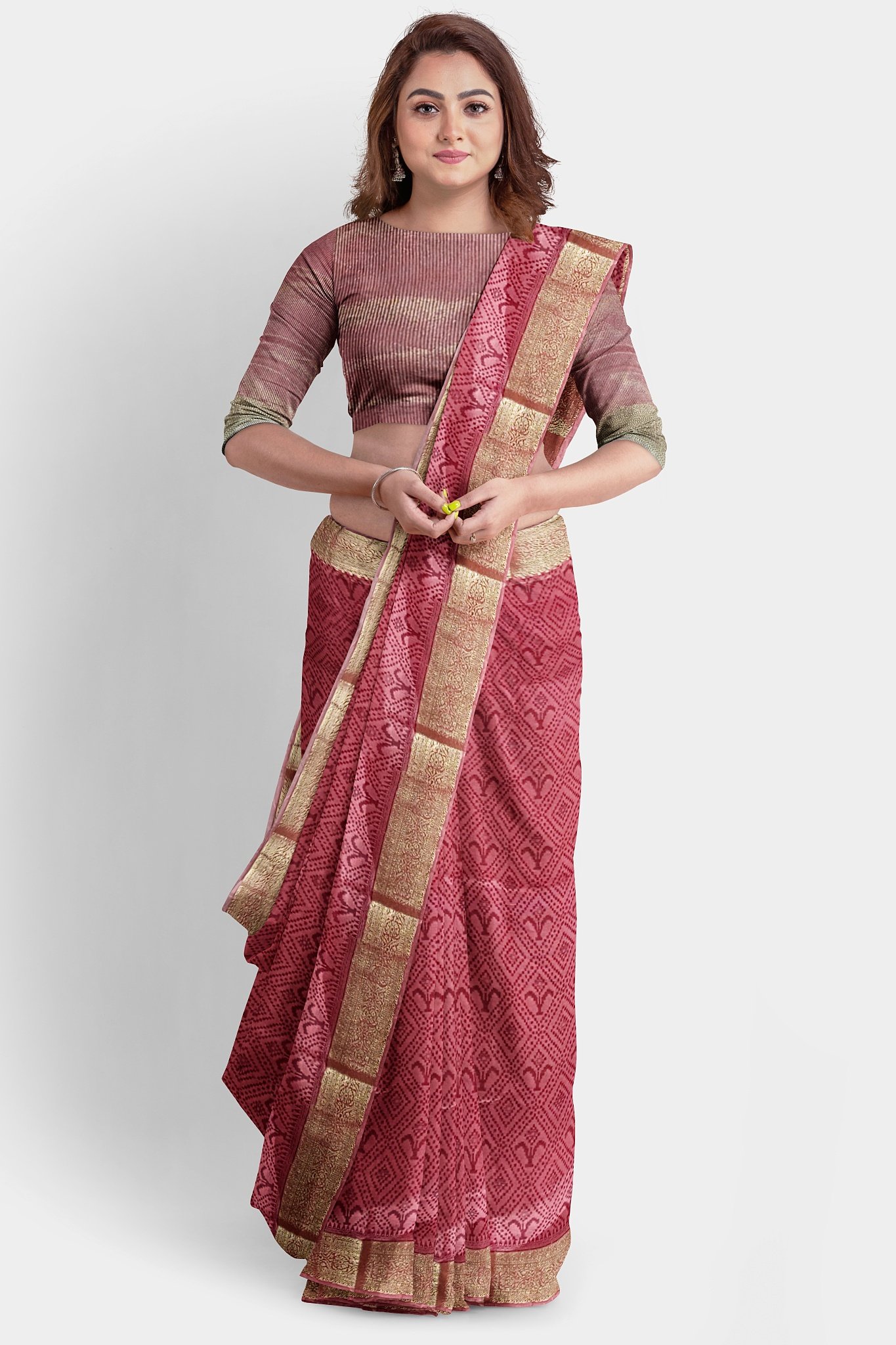 Red Printed Cotton Saree