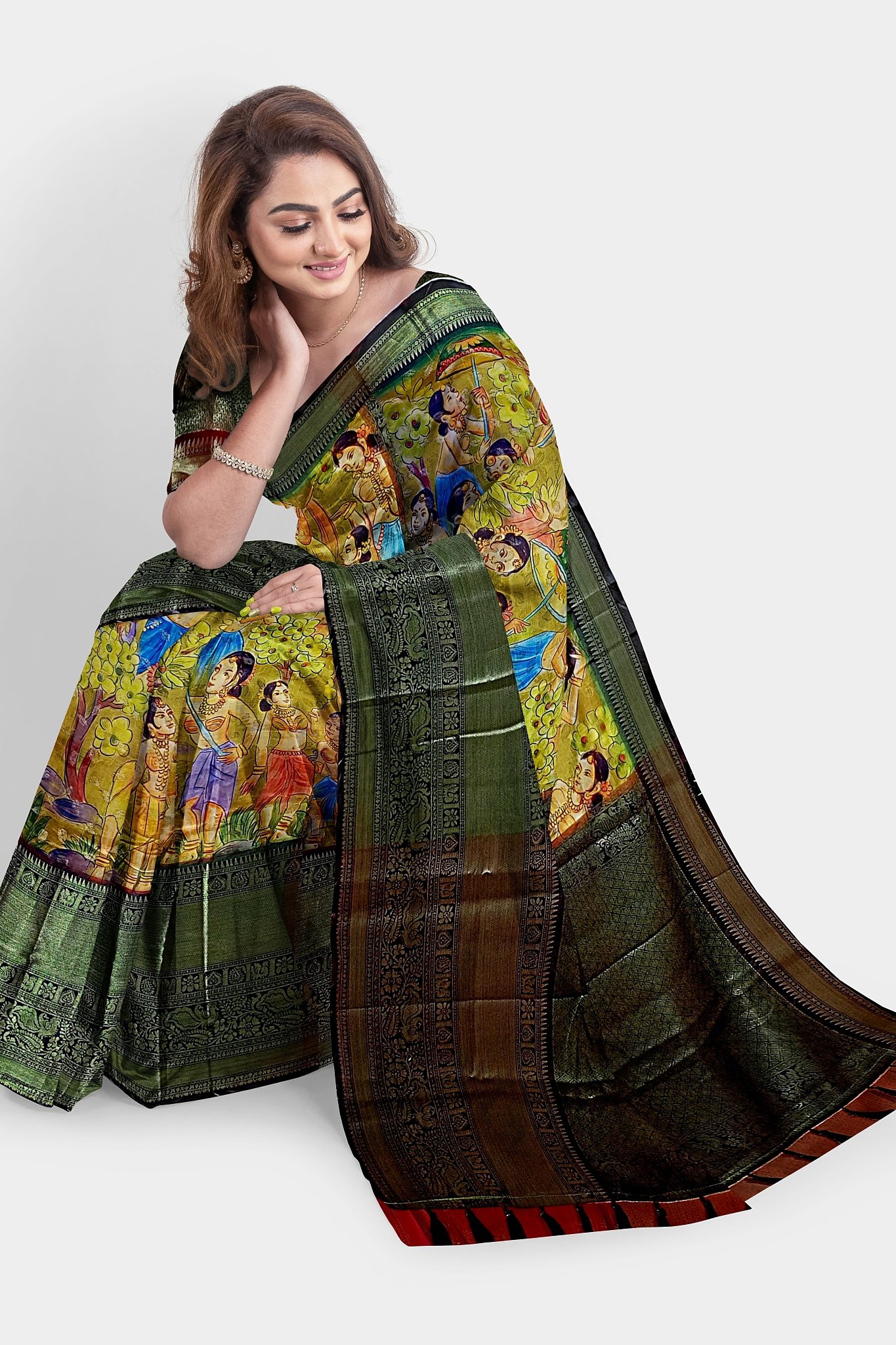 KANJIVARAM SILK SAREE WITH DIGITAL PRINT