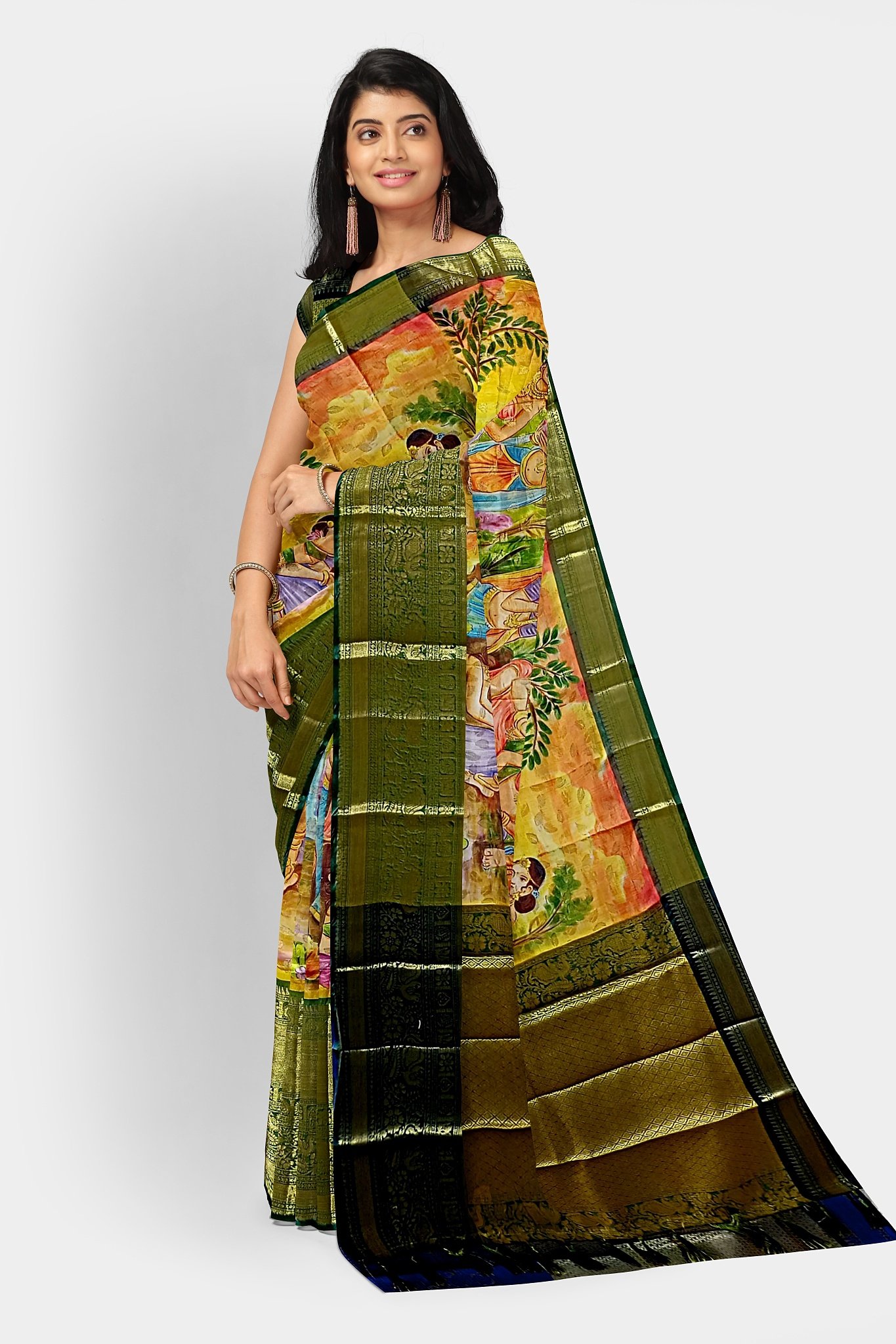 KANJIVARAM SILK SAREE WITH DIGITAL PRINT