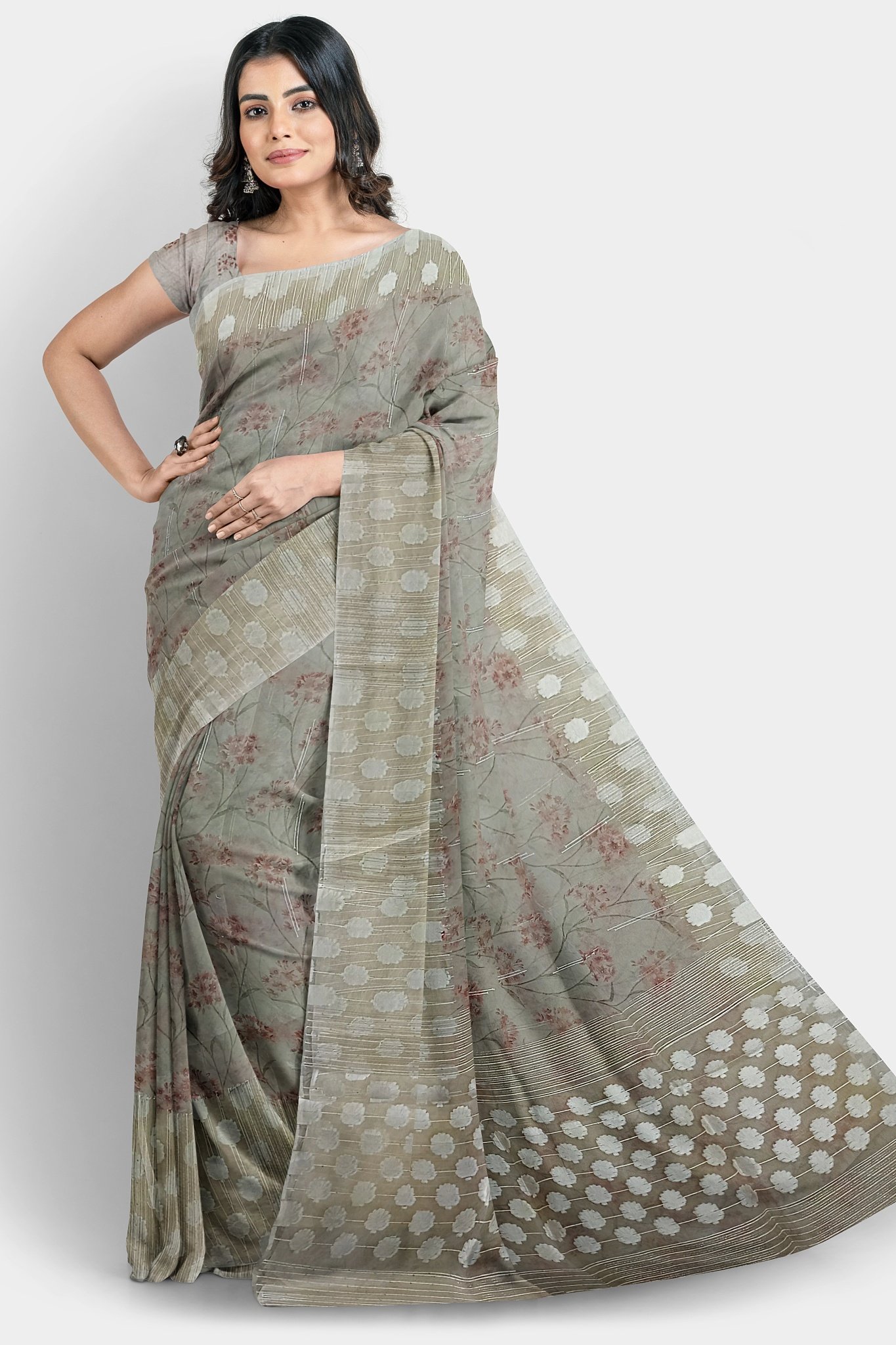Beautiful Elegant Silk Saree with Sequence Work